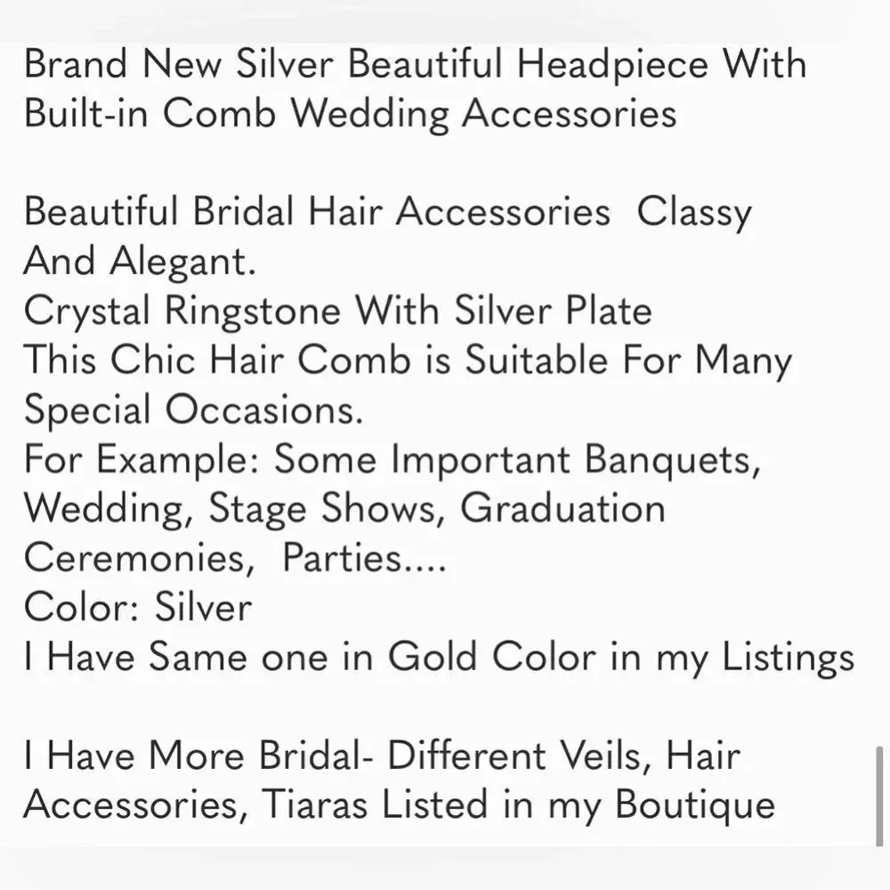 Luxury Bridal Crystal Hair Piece Comb - Picture 9 of 9